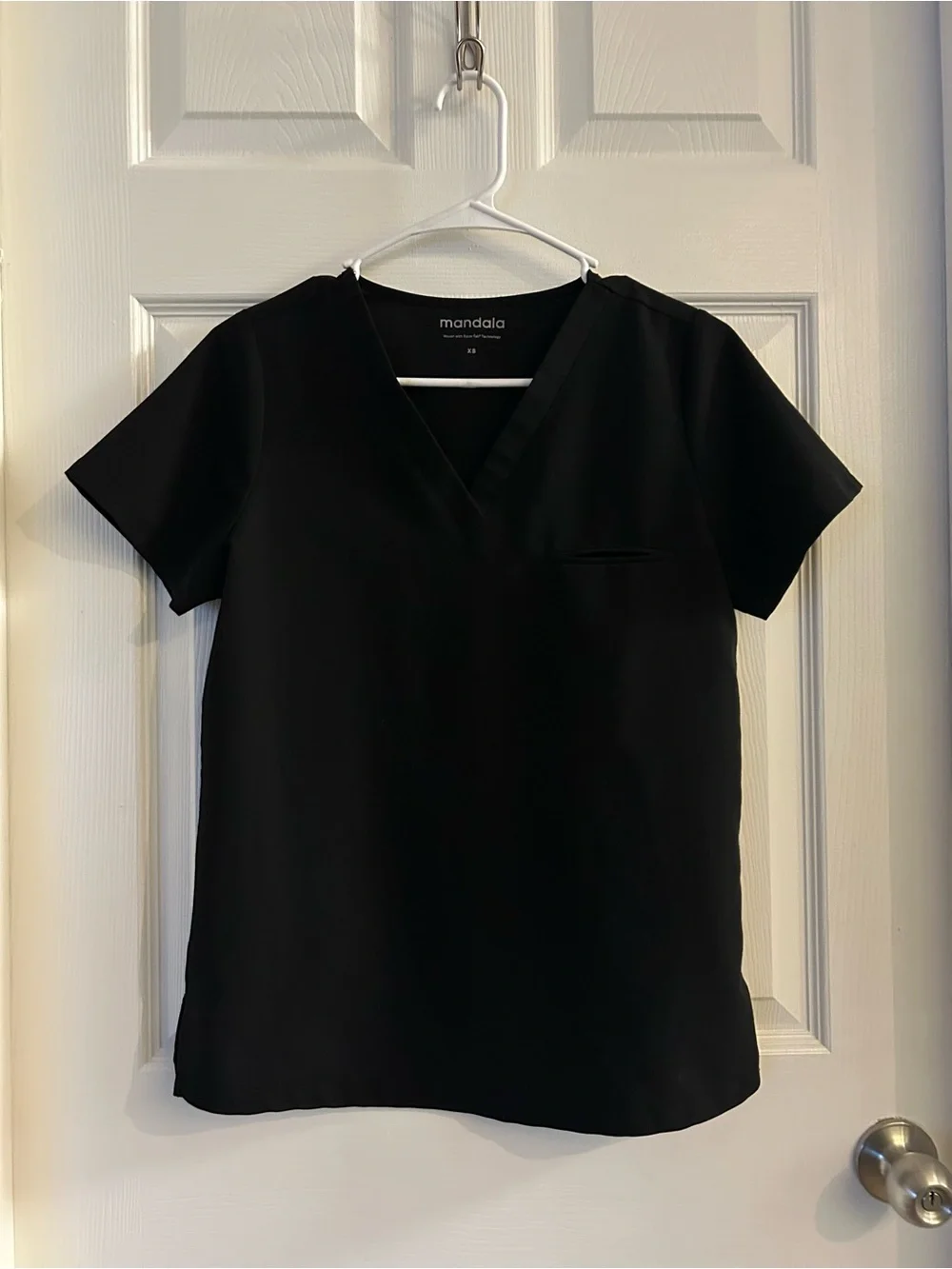 Mandala black one pocket v neck scrub top - Picture 2 of 3